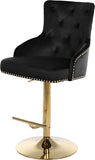 Claude Contemporary Adjustable Stool with Plush Velvet, Chrome Trim, and Deep Tufted Design for Comfort