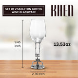 Handstand Skeleton Goblet Collectible Wine Glasses | Set of 2