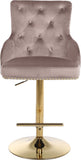 Claude Contemporary Adjustable Stool with Plush Velvet, Chrome Trim, and Deep Tufted Design for Comfort