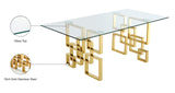 Pierre Gold Geometric Dining Table with Thick Glass Top - Contemporary Artistic Design for Elegance