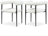 Louie Dining Chair Set of 2 - Modern Curved Back Design with Luxe Fabric and Durable Metal Frame