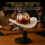 The Wine Savant Cowboy Hat Decanter, Western Style Rustic Design Glass - 800ml Clear