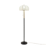 Modern Floor Lamp with Domed Shade, Black & Antique Gold