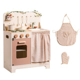 ROBUD Rustic Wooden Kids Play Kitchen Set with Leaf Light String