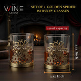 Golden Spider Whiskey Glasses Set of 2