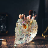 Skull Makeup Brush Holder, Pen Holder, Vanity, Desk (iridescent)