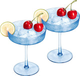 Ribbed Coupe Cocktail Glasses 8 oz | Set of 2 (Blue)