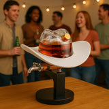 The Wine Savant Cowboy Hat Decanter, Western Style Rustic Design Glass - 800ml Clear