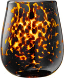 Khen Tortoise Leopard Wine Glasses Stylish Animal Print Set of 2