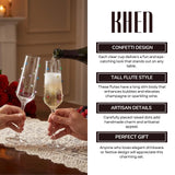 Confetti Champagne Flutes Set of 2, 6.59oz Colorful Clear Glass