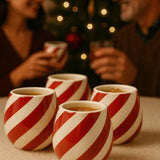 Red Swirl Christmas Ceramic Stemless Shot Glasses | Set of 4 | 6oz