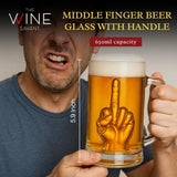 The Wine Savant Middle Finger Beer Glass with Handle – 12.05 oz