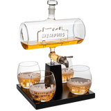 Wine & Whiskey Decanter Set 1100ml with 4 Whiskey Glasses