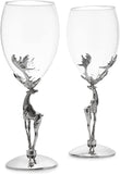 Stag Antler Set of 2 Wine Glasses 9"H (Wine)