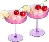 Ribbed Coupe Cocktail Glasses 8 oz | Set of 2 (Lavender, Set of 2)