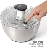 Calphalon Aero 6.3 Qt Stainless Steel Salad Spinner, Fruit Washer, Fruit Washing Bowl with Strainer, Vegetable Cleaner, Salad Cleaner, Lettuce Washer