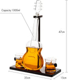 Guitar Whiskey & Wine Decanter & Mahogany Base - 1000 ML