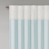 Color Block Stripes Polyoni Pintuck Curtain Panel, Aqua