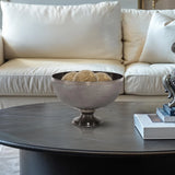 Textured Smoke Black Metal Footed Bowl- Small