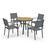 4-Person Patio Dining Set with Round All-Aluminum Table