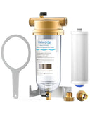 Waterdrop Mega Spin Down Sediment Filter, Reusable Whole House Water Filter System, 100+5 Micron Pleated PP Filter Sediment Water Filter with Bypass for City/Well Water, 1" MNPT + 3/4" FNPT, BPA Free