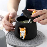 Shiba Inu Mug with Lid and Spoon Ceramic Cup
