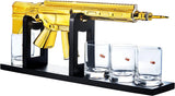 AR15 Gold Whiskey Decanter Set with 4 Bullet Whiskey Glasses