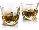 Whiskey Stones Gift Set, 2 Twisted Glasses