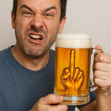 The Wine Savant Middle Finger Beer Glass with Handle – 12.05 oz