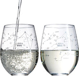 Set of 2 Zodiac Sign Wine Glasses with 2 Wooden Coasters (Libra)