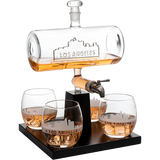 Wine & Whiskey Decanter Set 1100ml with 4 Whiskey Glasses