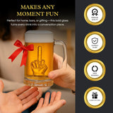 The Wine Savant Middle Finger Beer Glass with Handle – 12.05 oz