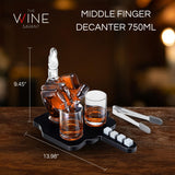 Middle Finger Whiskey Decanter Set With Whiskey Stones - Scotch