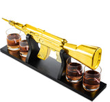 AK Gold Whiskey Decanter Set With 4 Bullet Whiskey Glasses