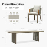PURPLE LEAF Hailar Outdoor Dining Set for Family, Aluminum Outdoor Patio Table and Chairs Set with Olefin Cushions, Patio Furniture Set for Garden or Deck