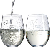 Set of 2 Zodiac Sign Wine Glasses with 2 Wooden Coasters (Pisces)