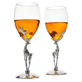 Stag Antler Set of 2 Wine Glasses 9"H (Wine)