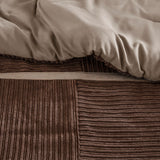 7 Piece Micro Corduroy Comforter Set, Brown