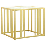 Adri Rectangular Glass Top Side End Table Matte Brass