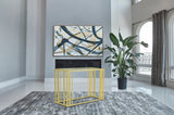 Adri Glass Top Entryway Sofa Console Table Matte Brass