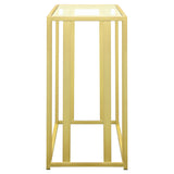 Adri Glass Top Entryway Sofa Console Table Matte Brass