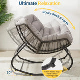 Patio Rocking Chair with Ottoman and Cushions, Patio Wicker