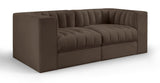 Rummi - Velvet Performance Fabric Upholstered 2 Piece Modular Loveseat