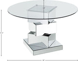 Haven Chrome Dining Table with Mirrored Base and 50" Round Tempered Glass Top for Modern Spaces