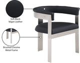 Romeo Dining Chairs Set of 2 - Contemporary Vegan Leather with Chrome Frame for Stylish Comfort