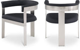 Romeo Dining Chairs Set of 2 - Contemporary Vegan Leather with Chrome Frame for Stylish Comfort