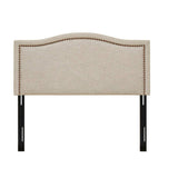 Upholstered Bed Headboard with Nailheads Accent, Taupe