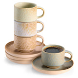 Kook Espresso Cup and Saucer Set of 4, Multicolor