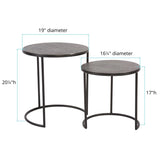 Graphite Metal Round Nesting Table Set