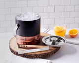 1.6 Qt Copper Ribbed Ice Bucket with Lid & Tongs